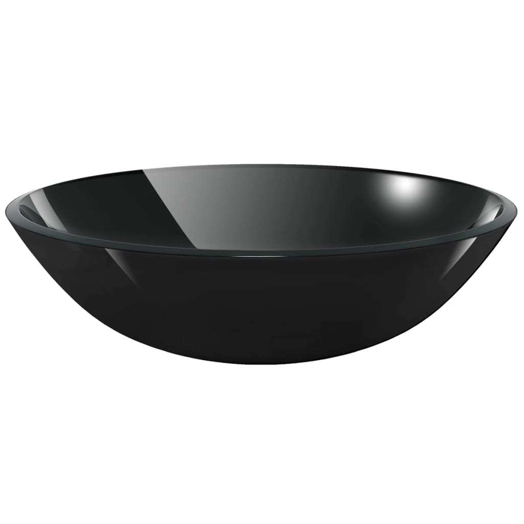Waschbecken Hartglas 42 cm schwarz