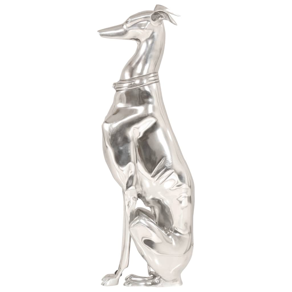 Jagdhund Skulptur Vollaluminium 25x17x67 cm Silbern