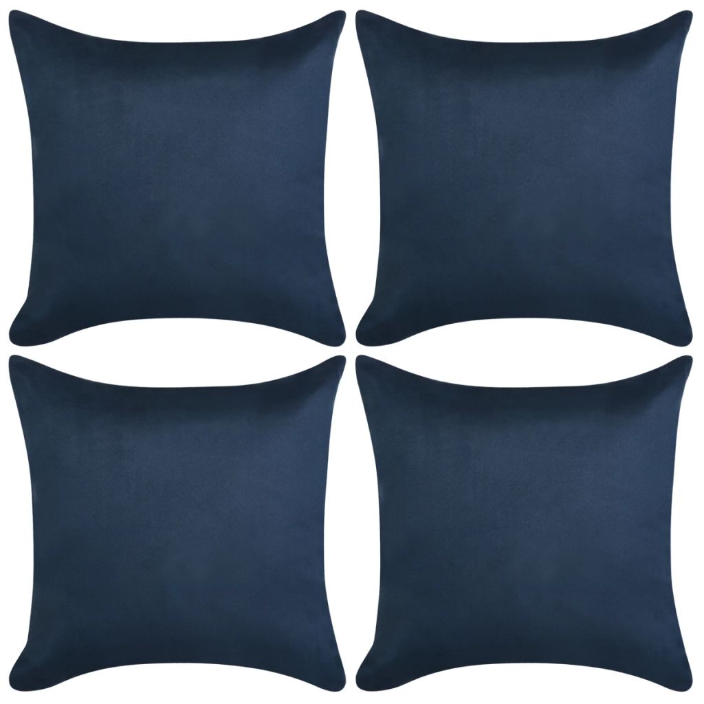 Cushion Covers 4 pcs 50x50 cm Polyester Faux Suede Navy