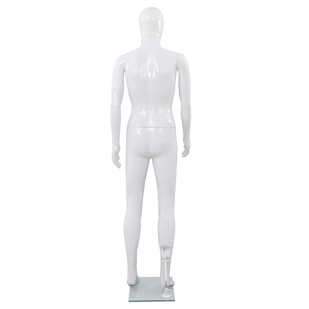 Mannequin homme corps complet base verre Blanc brillant 185 cm 