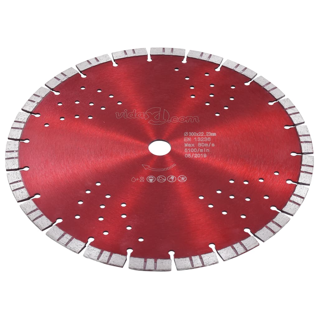 Diamond Cutting Disc with Turbo and Holes Steel 300 mm