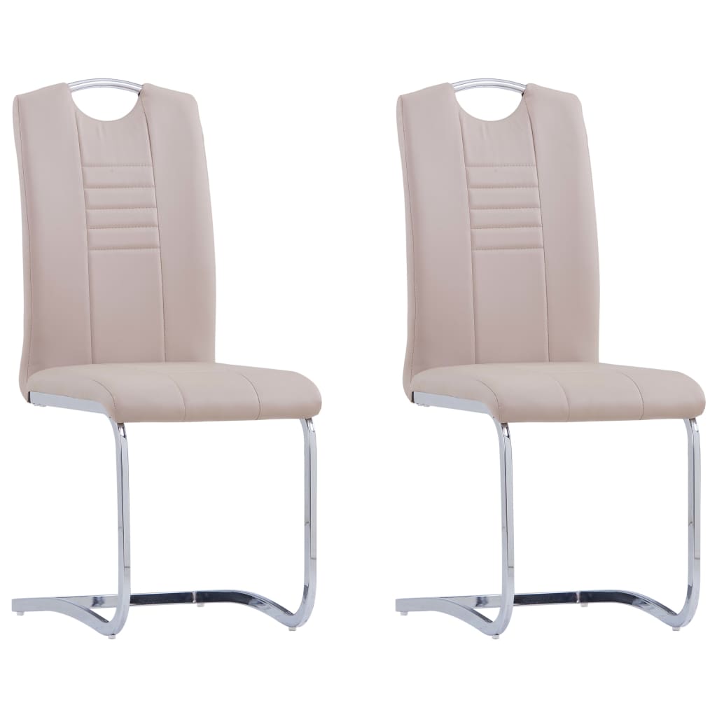 Cantilever Dining Chairs 2 pcs Cappuccino Faux Leather