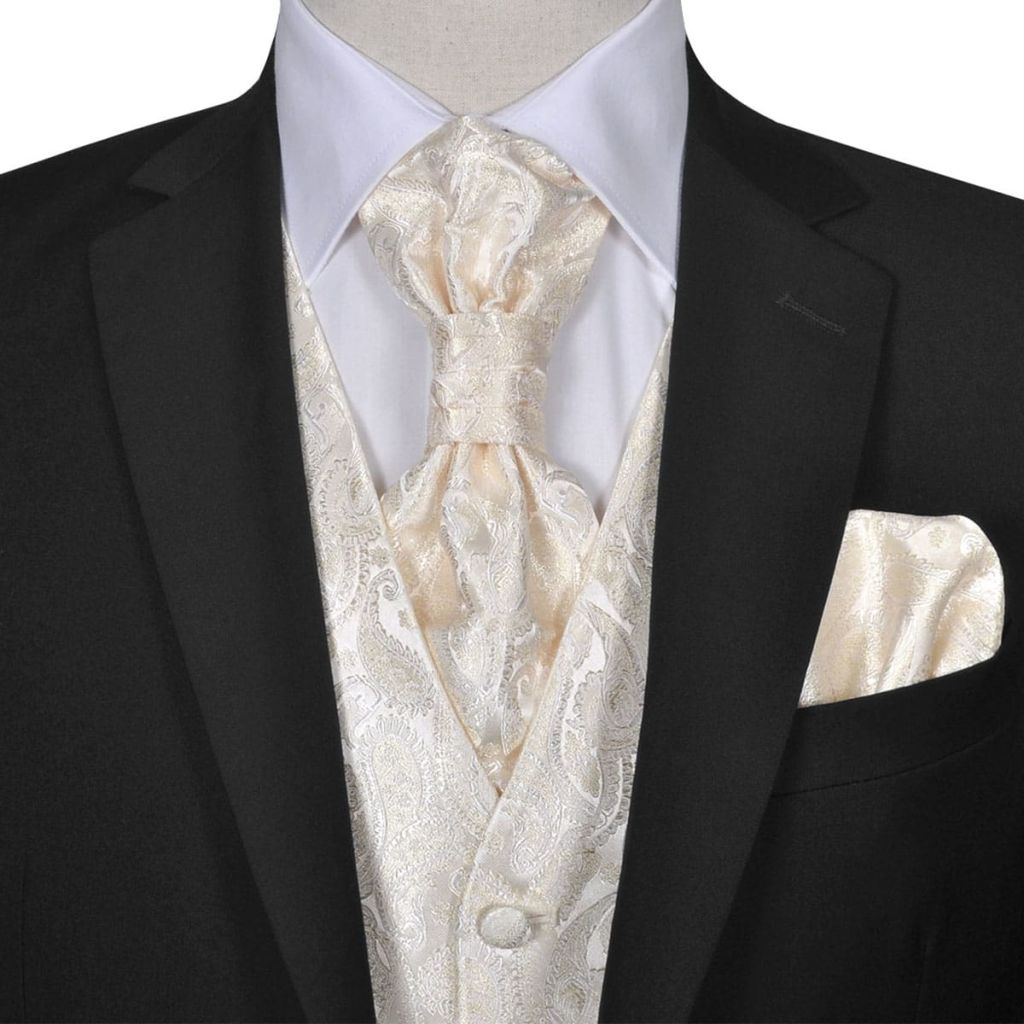 130830 Men's Paisley Wedding Waistcoat Set Size 52 Cream