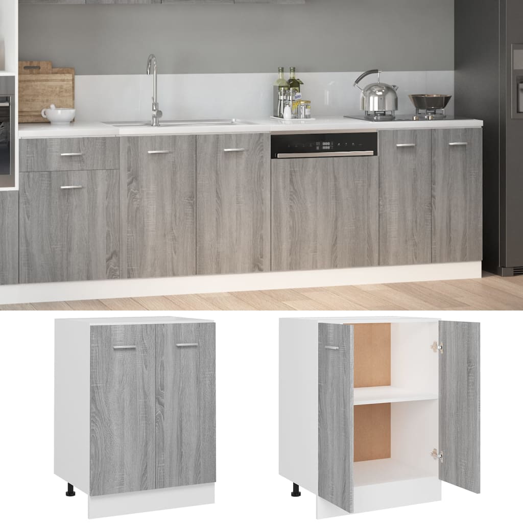 Bottom Cabinet Grey Sonoma 60x46x81.5 cm Engineered Wood
