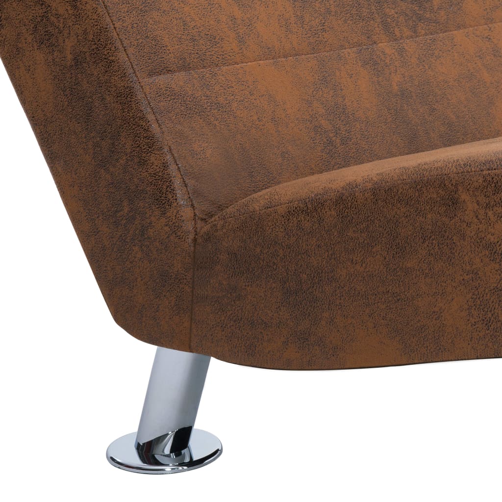 Chaiselongue mit Kissen Braun Wildleder-Optik 