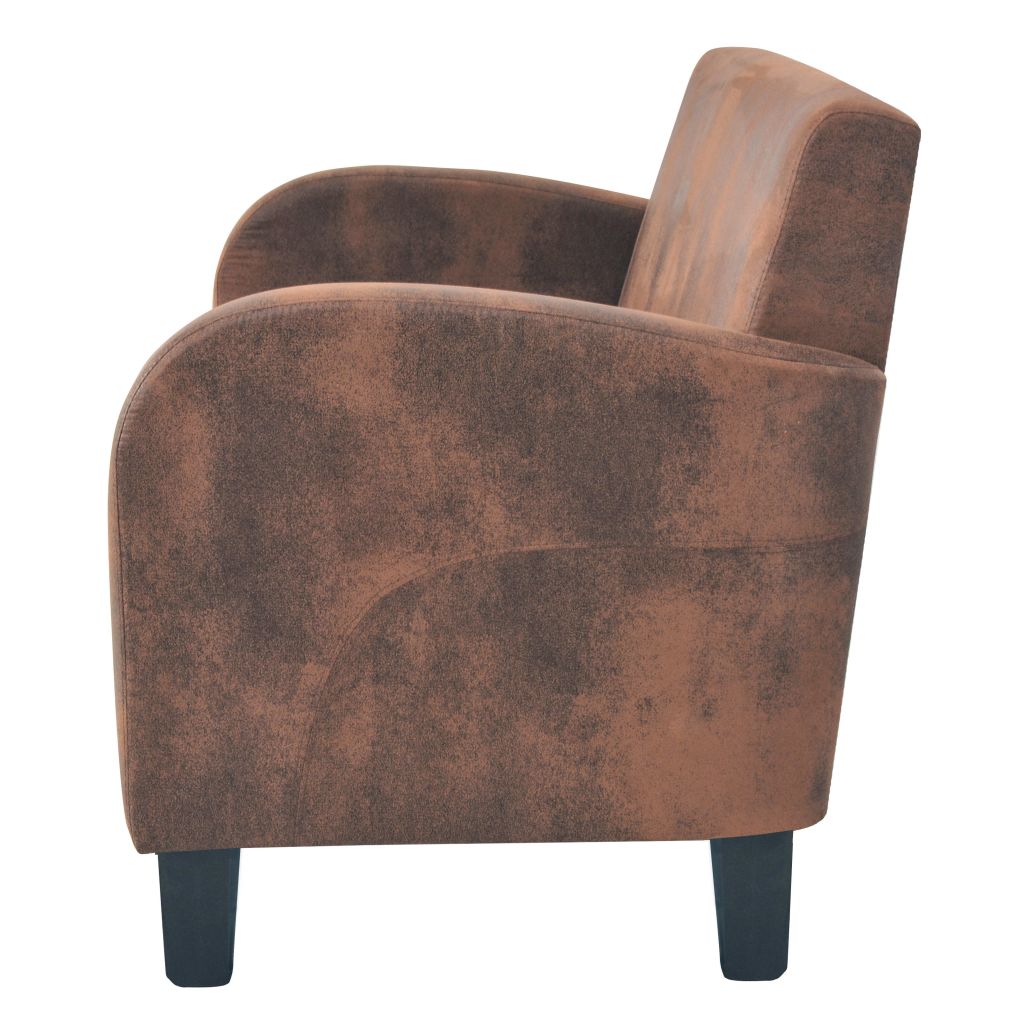 2-Seater Sofa Artificial Suede Brown