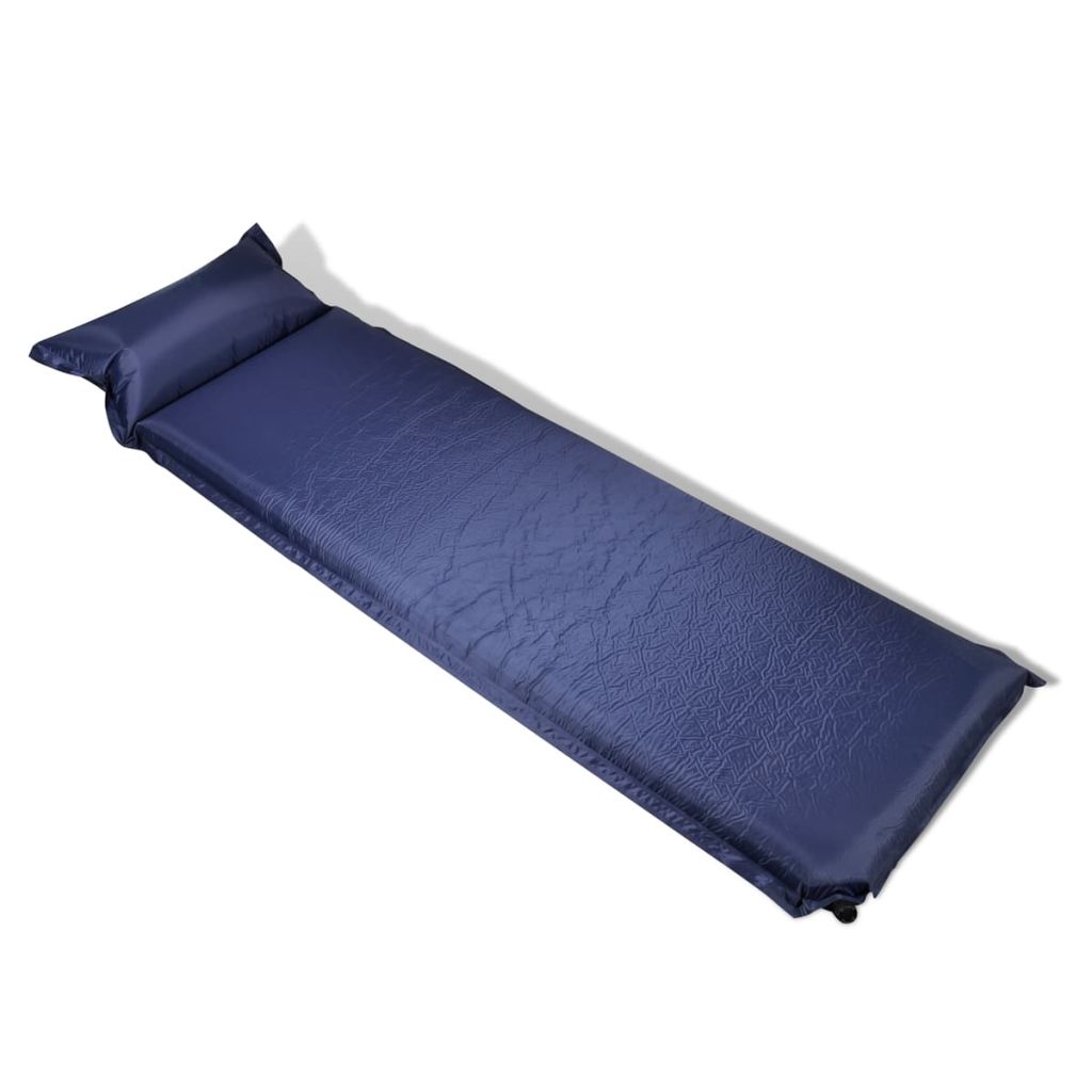 Matelas auto-gonflant avec oreiller 10 x 66 x 200 cm bleu
