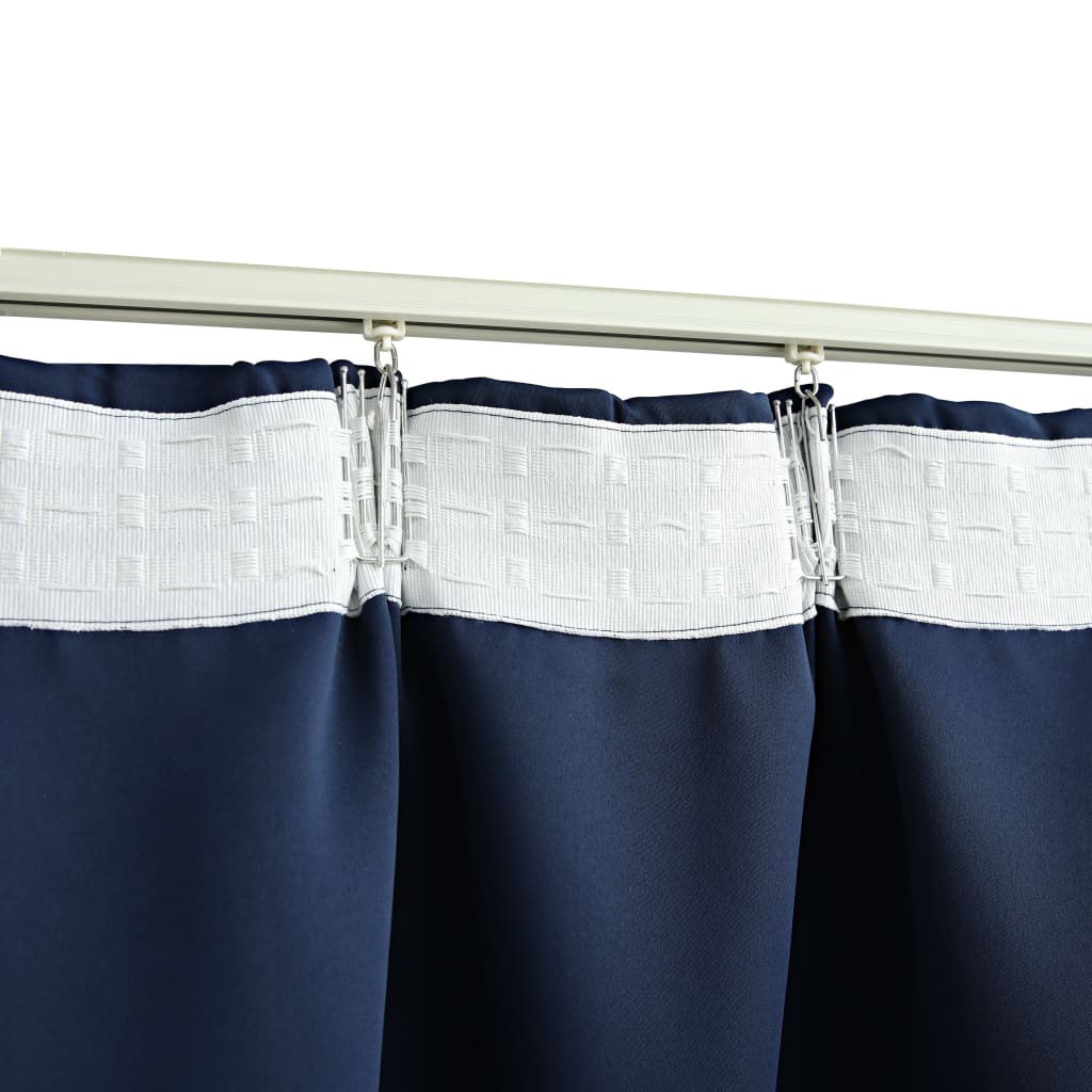 Blackout Curtain with Hooks Blue 290x245 cm