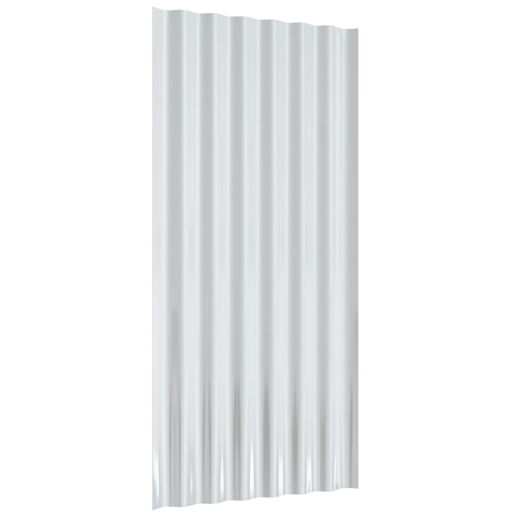 Roof Panels 12 pcs Powder-coated Steel Grey 80x36 cm