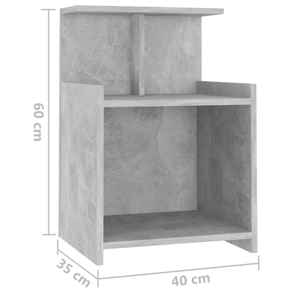 Bed Cabinet Concrete Grey 40x35x60 cm Engineered Wood
