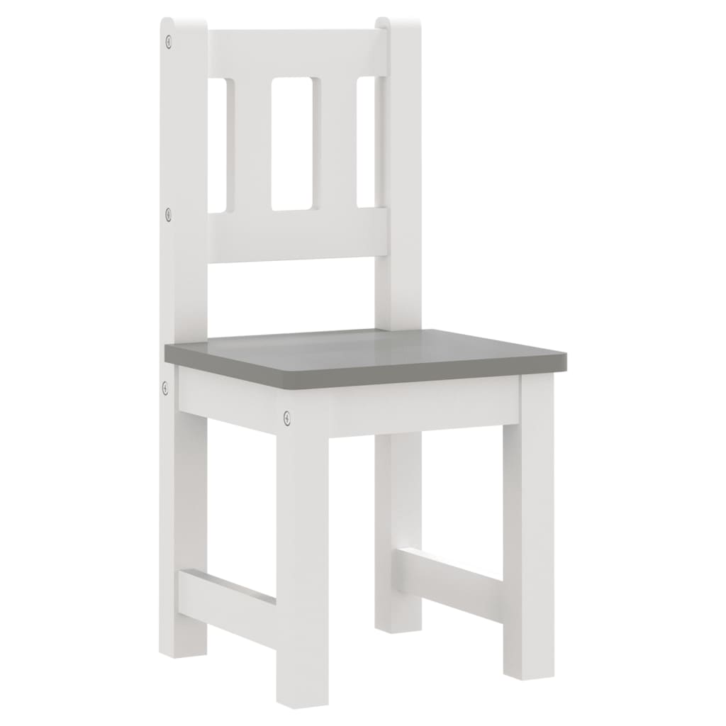 3 Piece Children Table and Chair Set White and Grey MDF