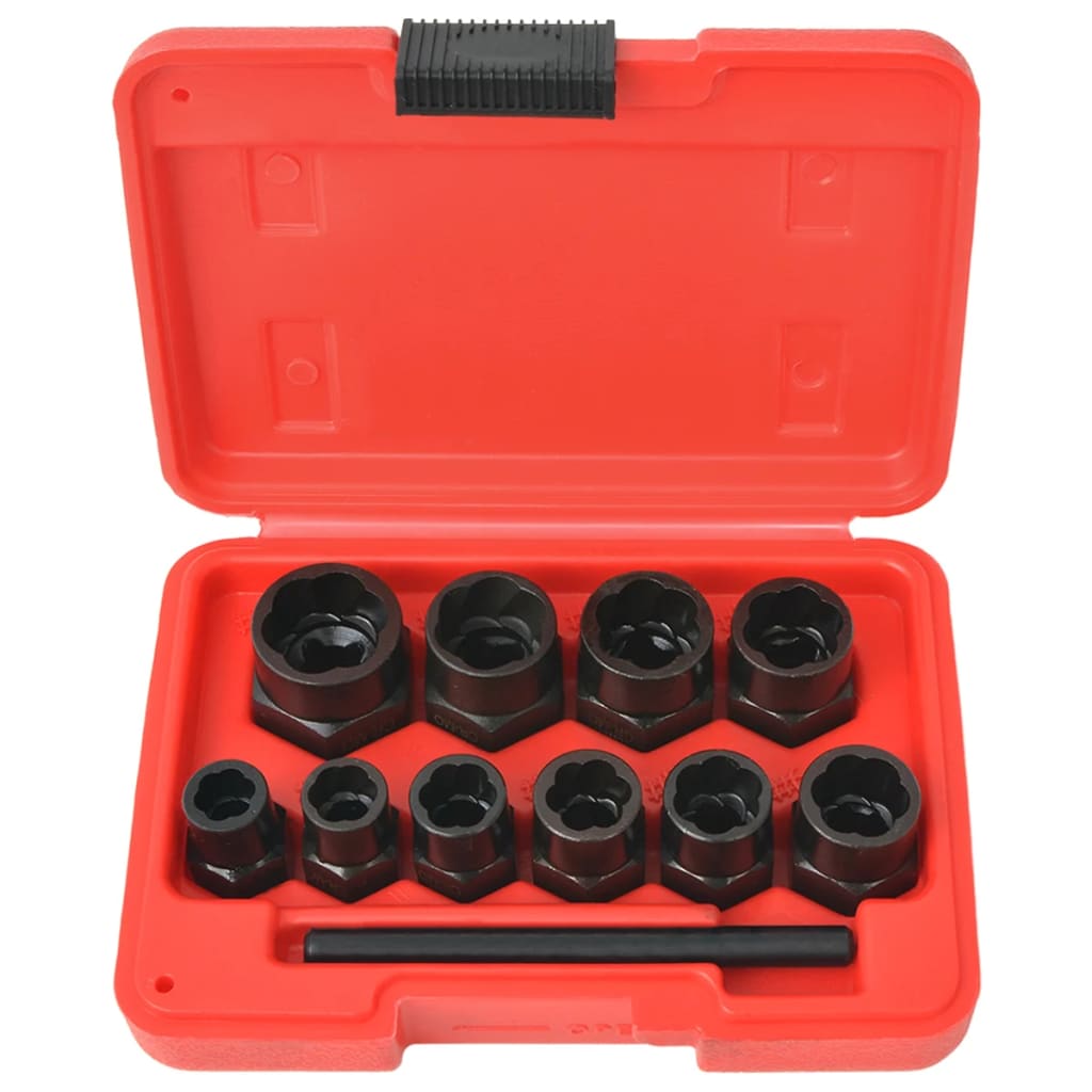 11 Piece Bolt Extractor Set for Damaged Bolts and Nuts Steel