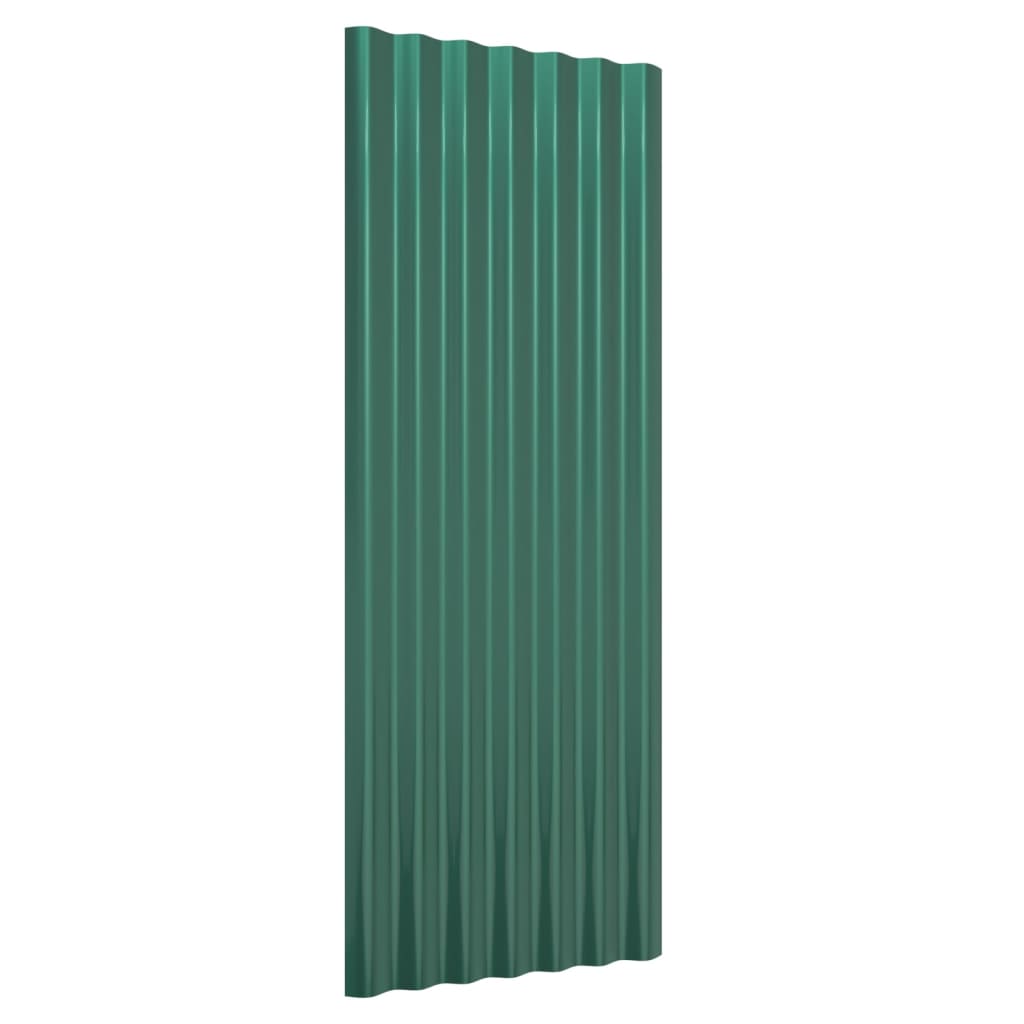 Roof Panels 12 pcs Powder-coated Steel Green 100x36 cm