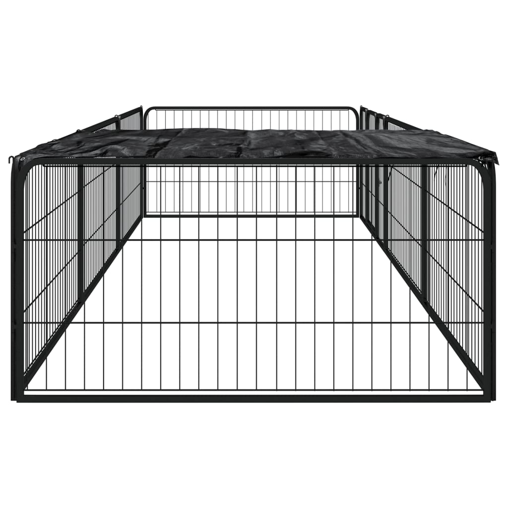 8-Panel Dog Playpen Black 100x50 cm Powder-coated Steel