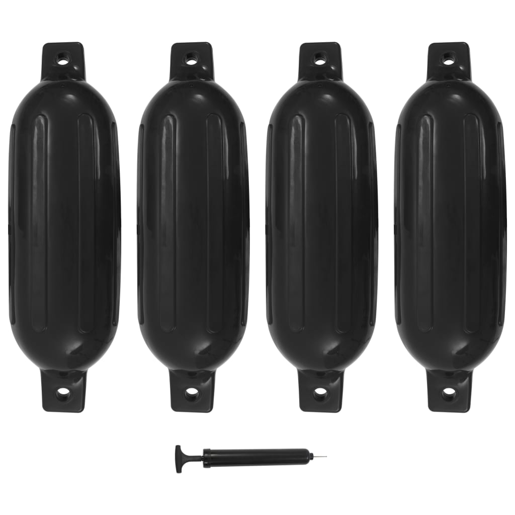 Boat Fenders 4 pcs Black 58.5x16.5 cm PVC