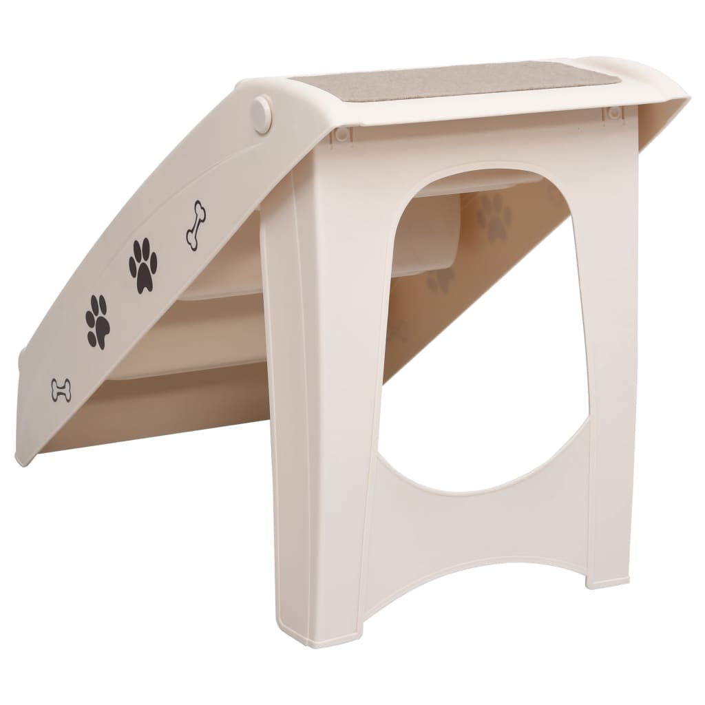 Folding Dog Stairs Cream 62x40x49.5 cm