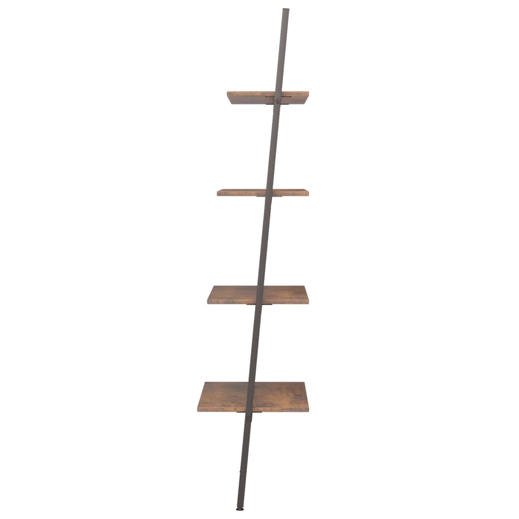 Leiterregal mit 4 Böden Dunkelbraun und Schwarz 64x34x150,5 cm