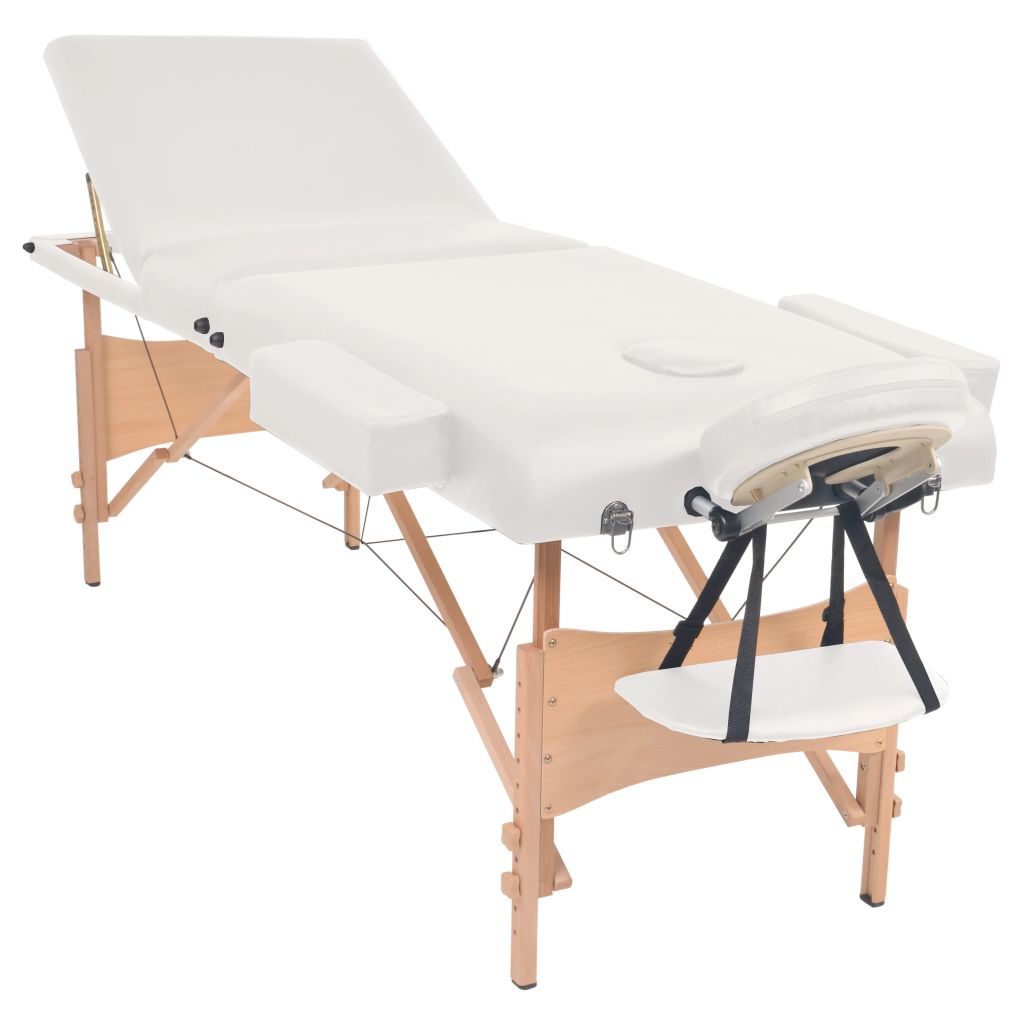 3-Zone Folding Massage Table 10 cm Thick White