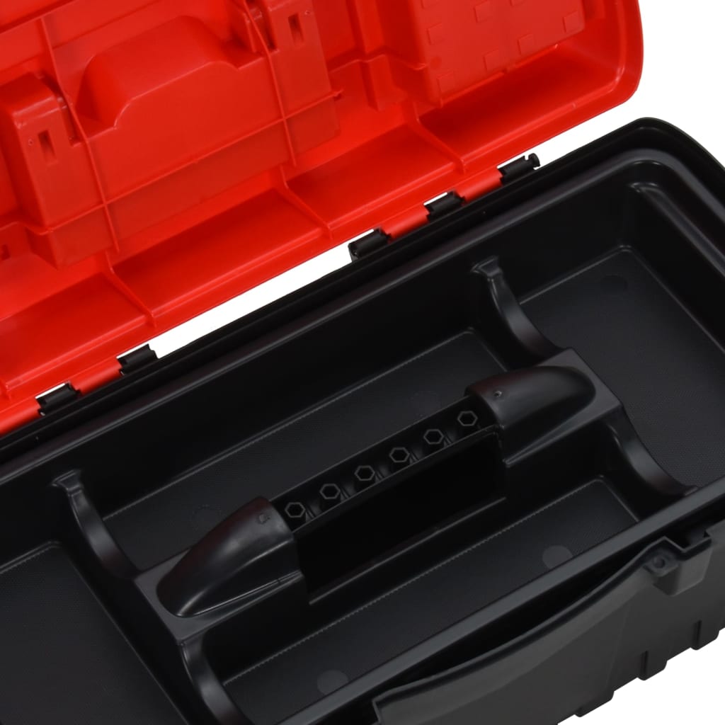 2 Piece Tool Box Set Black and Red Polypropylene