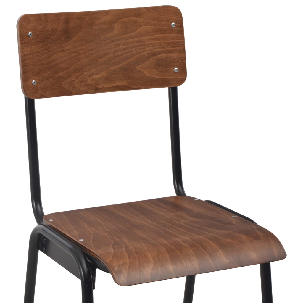 Bar Chairs 2 pcs Brown Solid Plywood Steel