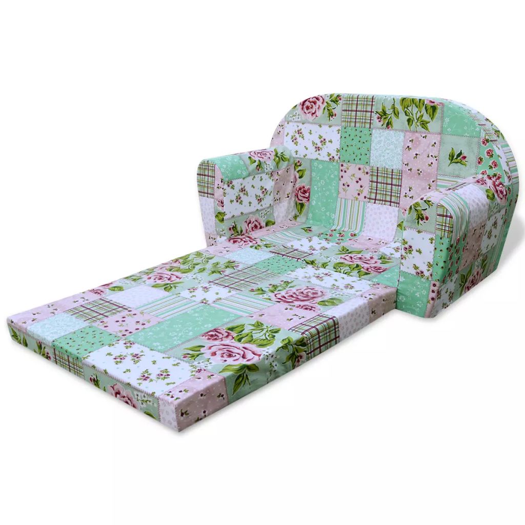 Chaise longue pliable pour enfants motif de fleurs