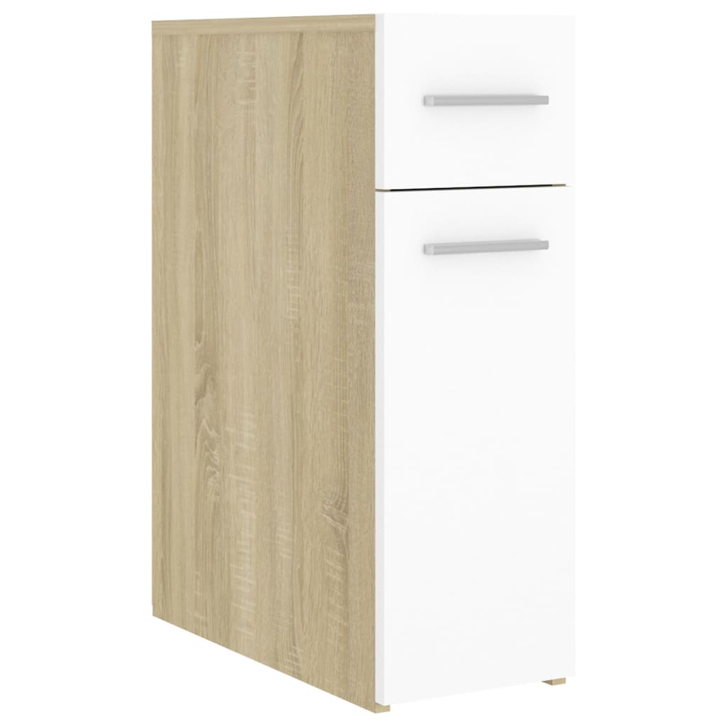 Apothecary Cabinet White and Sonoma Oak 20x45.5x60 cm Chipboard