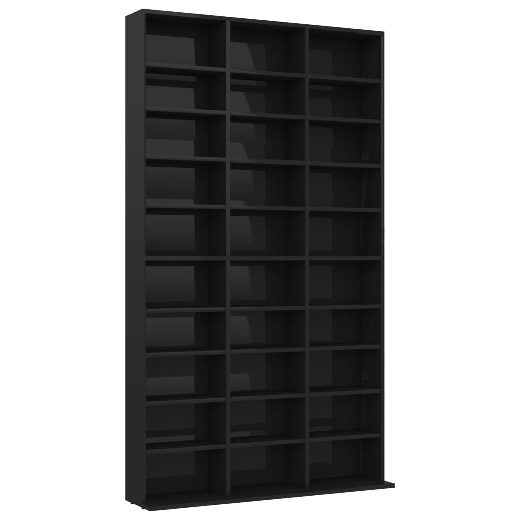 CD Cabinet High Gloss Black 102x23x177.5 cm Chipboard