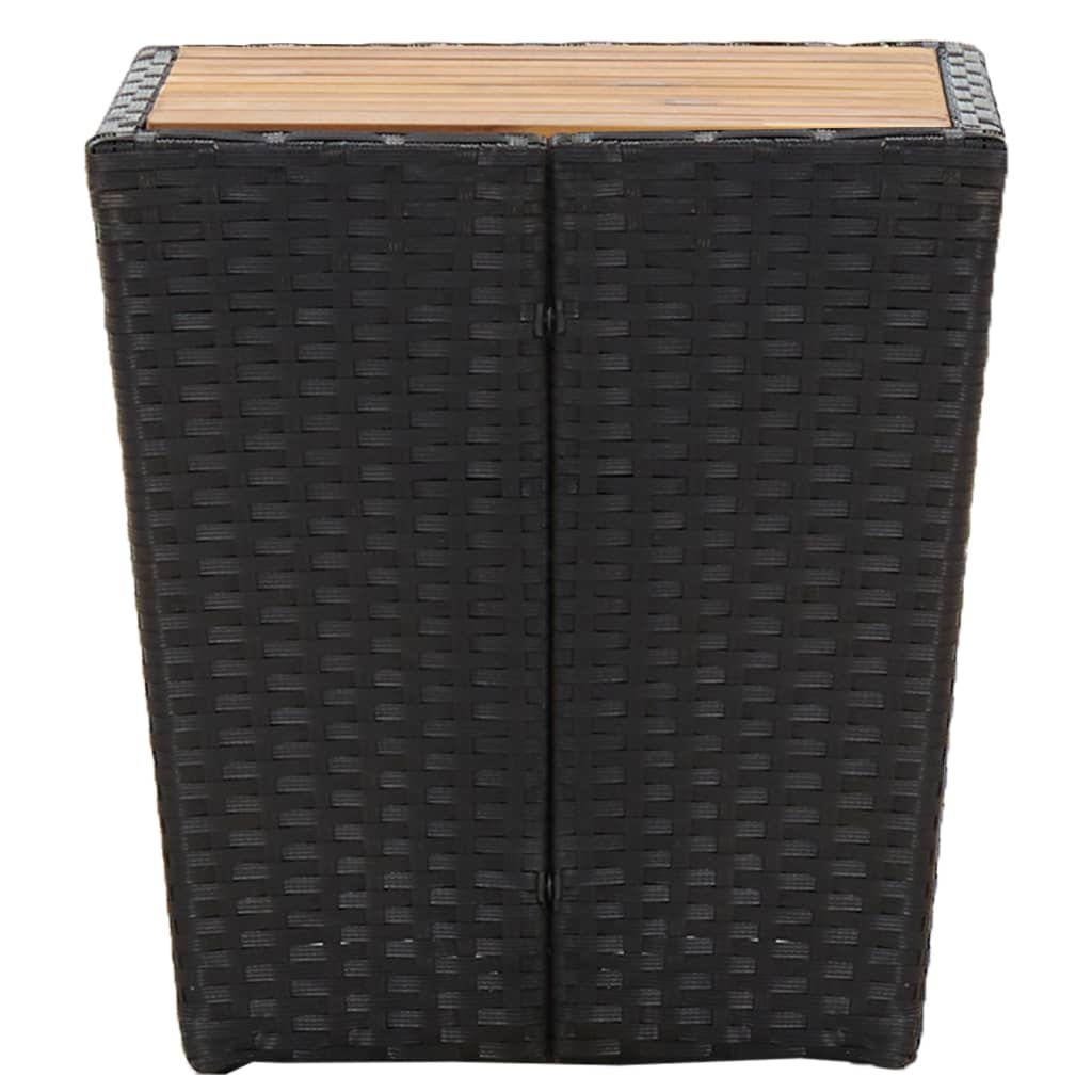 Beistelltisch Schwarz 41,5×41,5×43 cm Poly Rattan & Massivholz