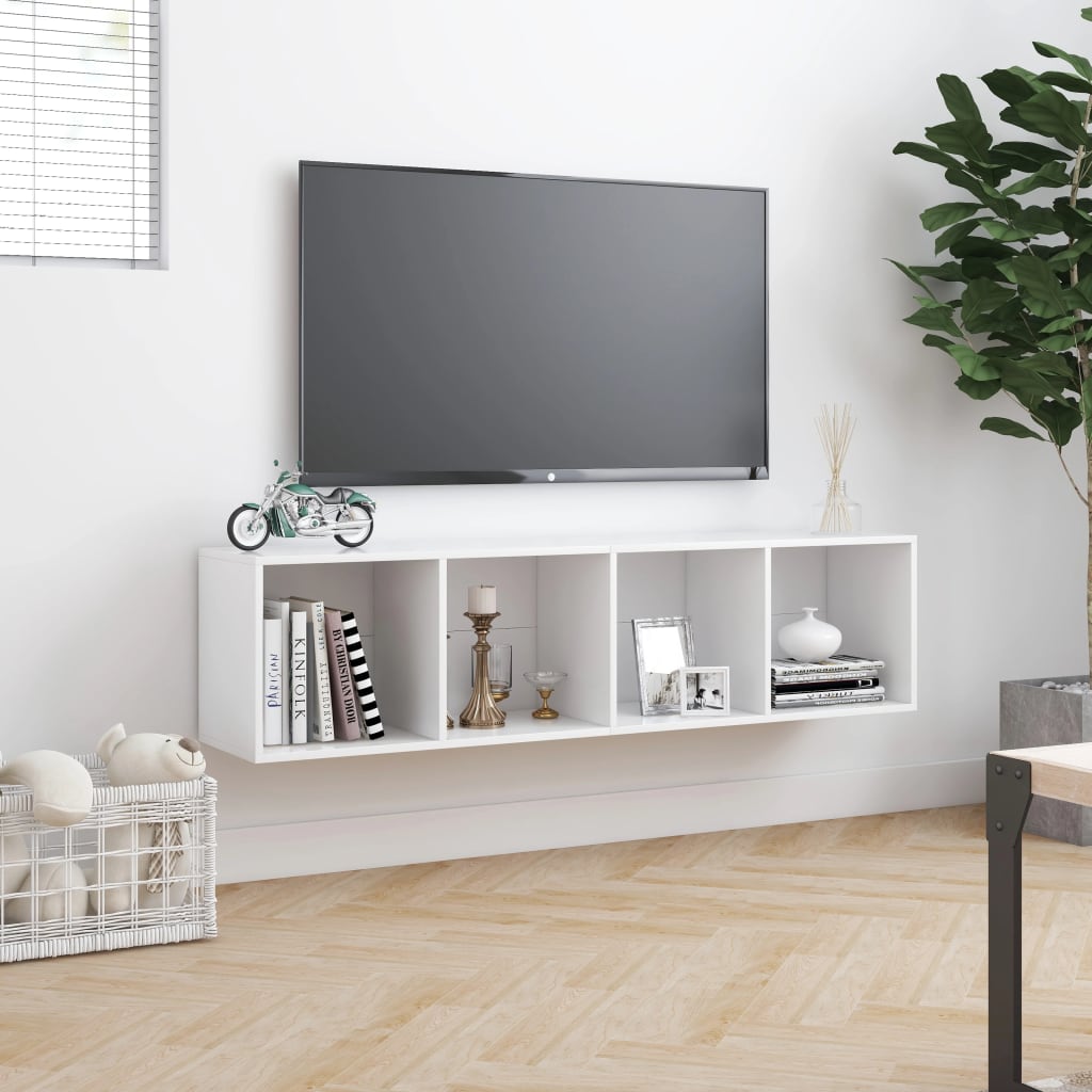 Bücherregal/TV-Schrank Weiss 143×30×36 cm