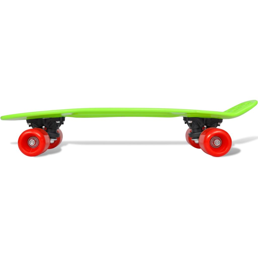 Skateboard Rétro Vert avec Roulettes Rouges 6,1"