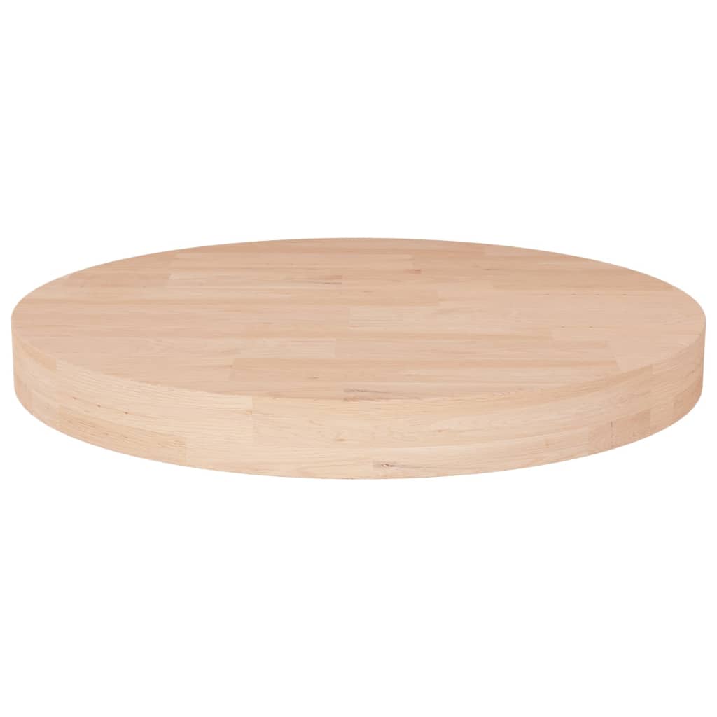 Runde Tischplatte Ø50x4 cm Unbehandeltes Massivholz Eiche