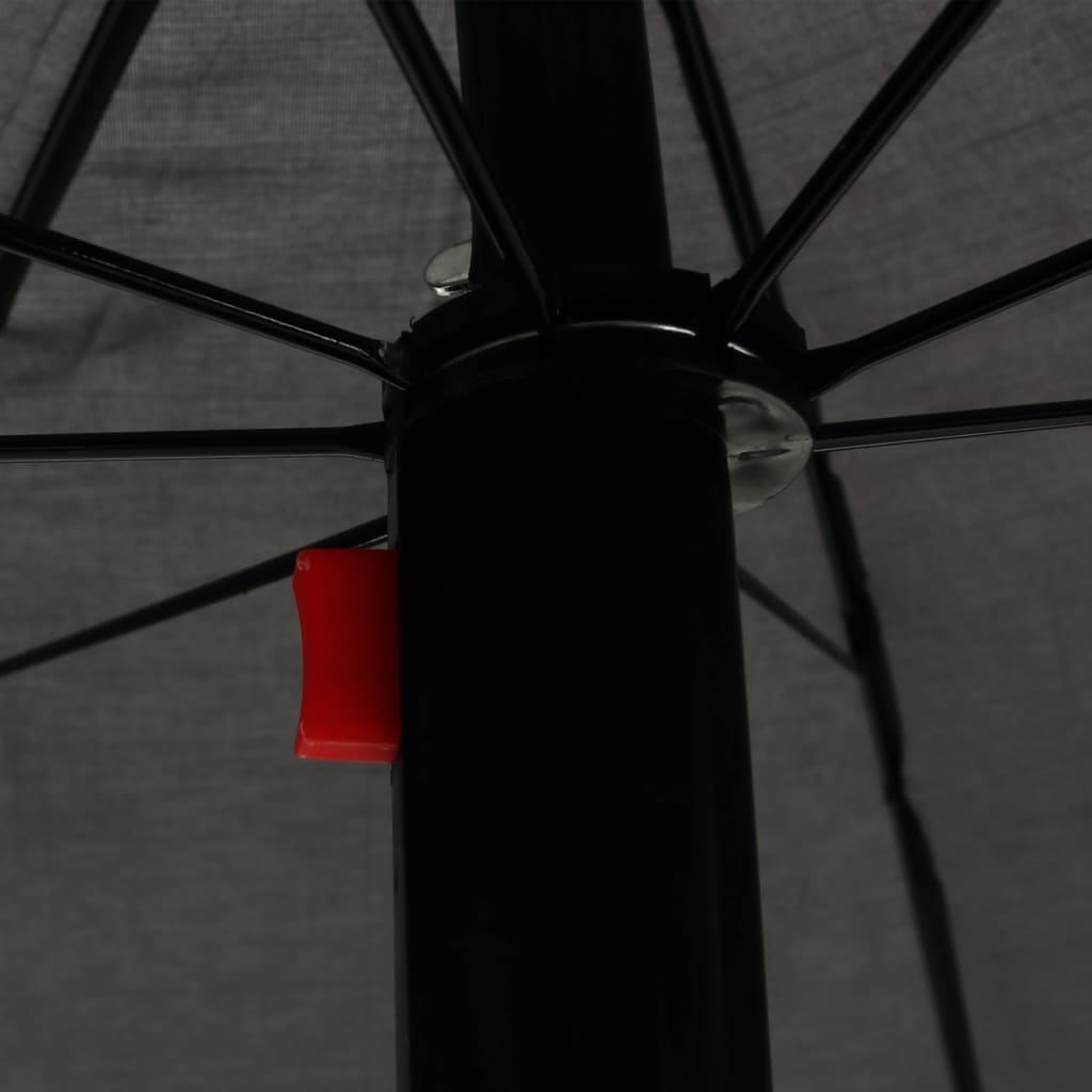 Chaise longue d'extérieur avec parasol Résine tressée Gris