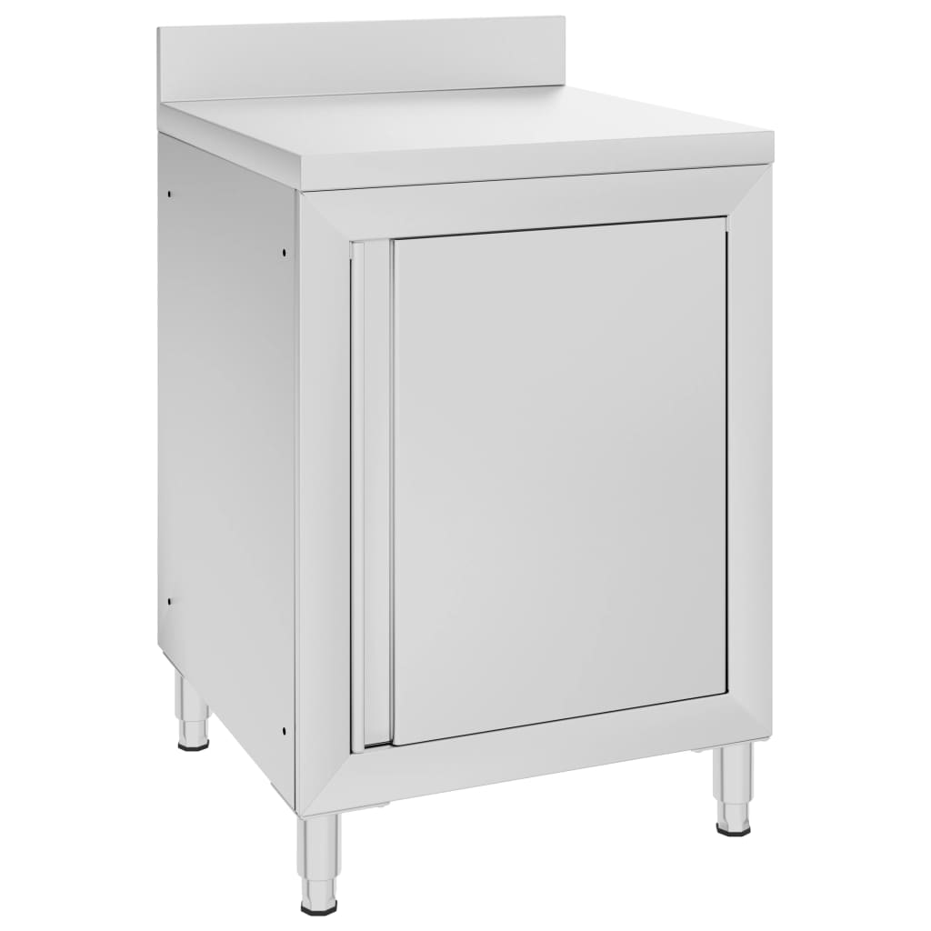 Commercial Work Table with Cabinet 60x60x96 cm Stainless Steel