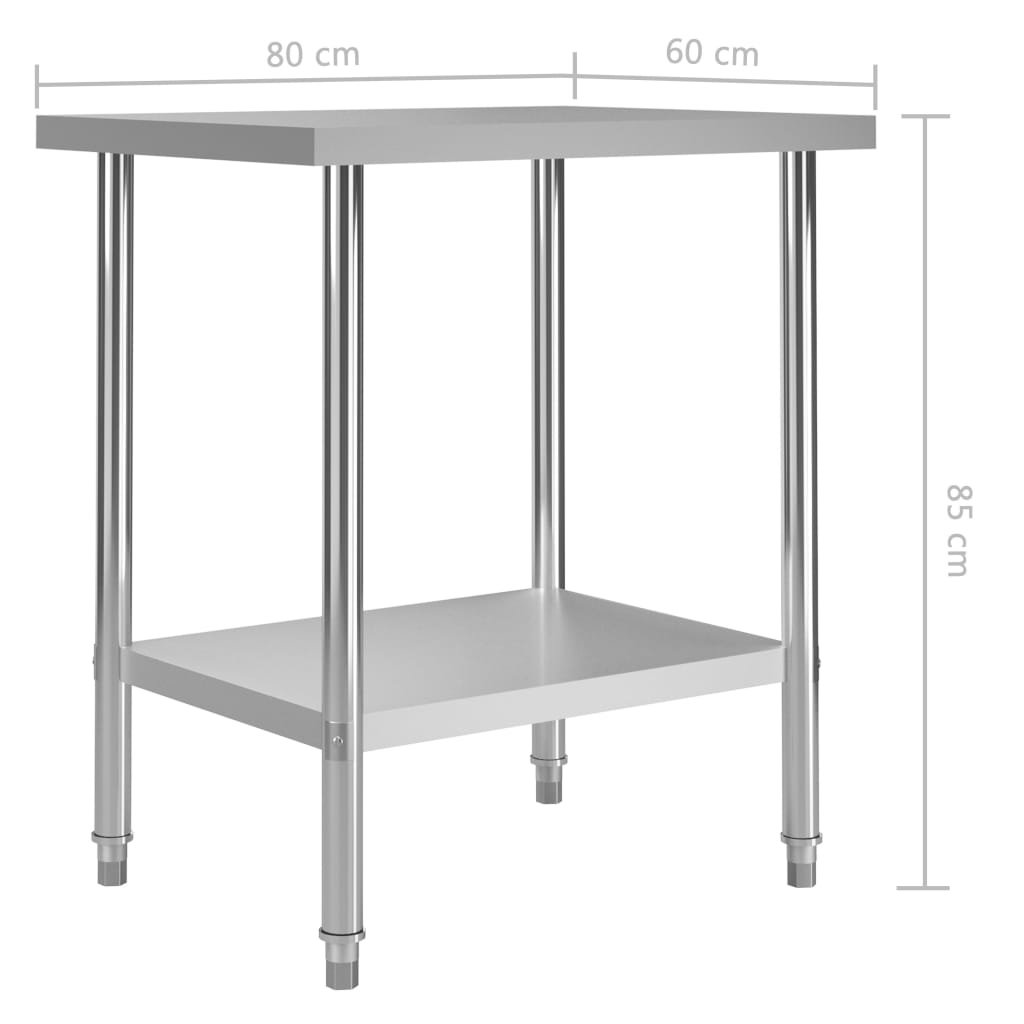 Table de travail de cuisine 80x60x85 cm Acier inoxydable