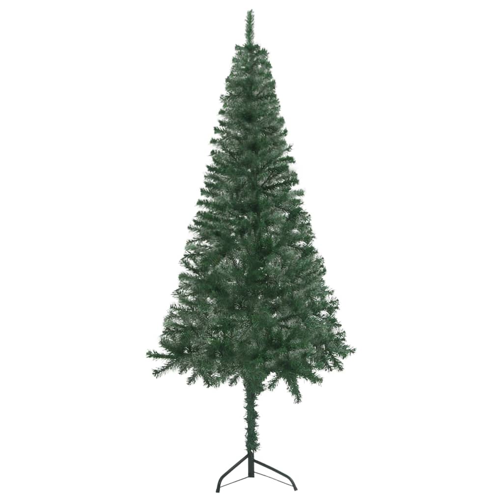 Künstlicher Eck-Weihnachtsbaum LEDs & Kugeln Grün 240 cm PVC
