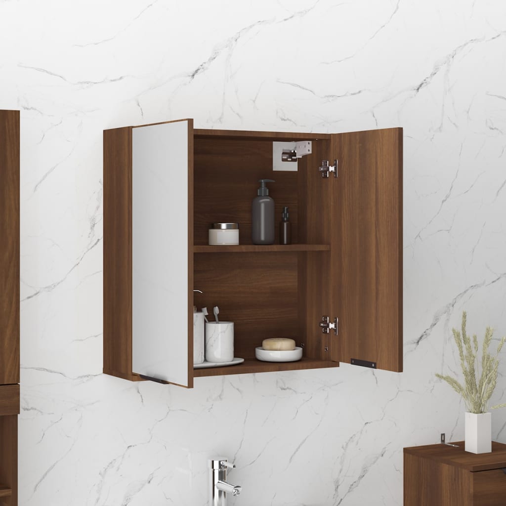 Bathroom Mirror Cabinet Brown Oak 64x20x67 cm