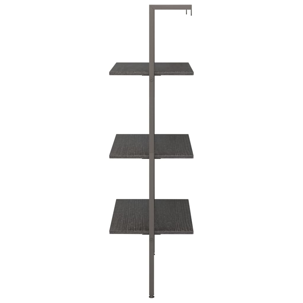 Leiterregal mit 3 Böden Schwarz 64x35x120,5 cm