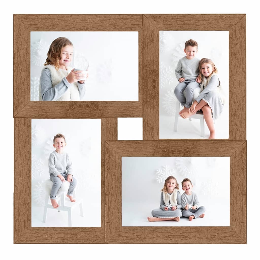 Collage Photo Frame for 4x(13x18 cm) Picture Light Brown MDF