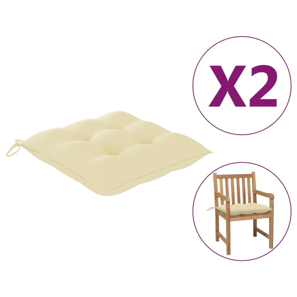 Chair Cushions 2 pcs Cream White 50x50x7 cm Fabric
