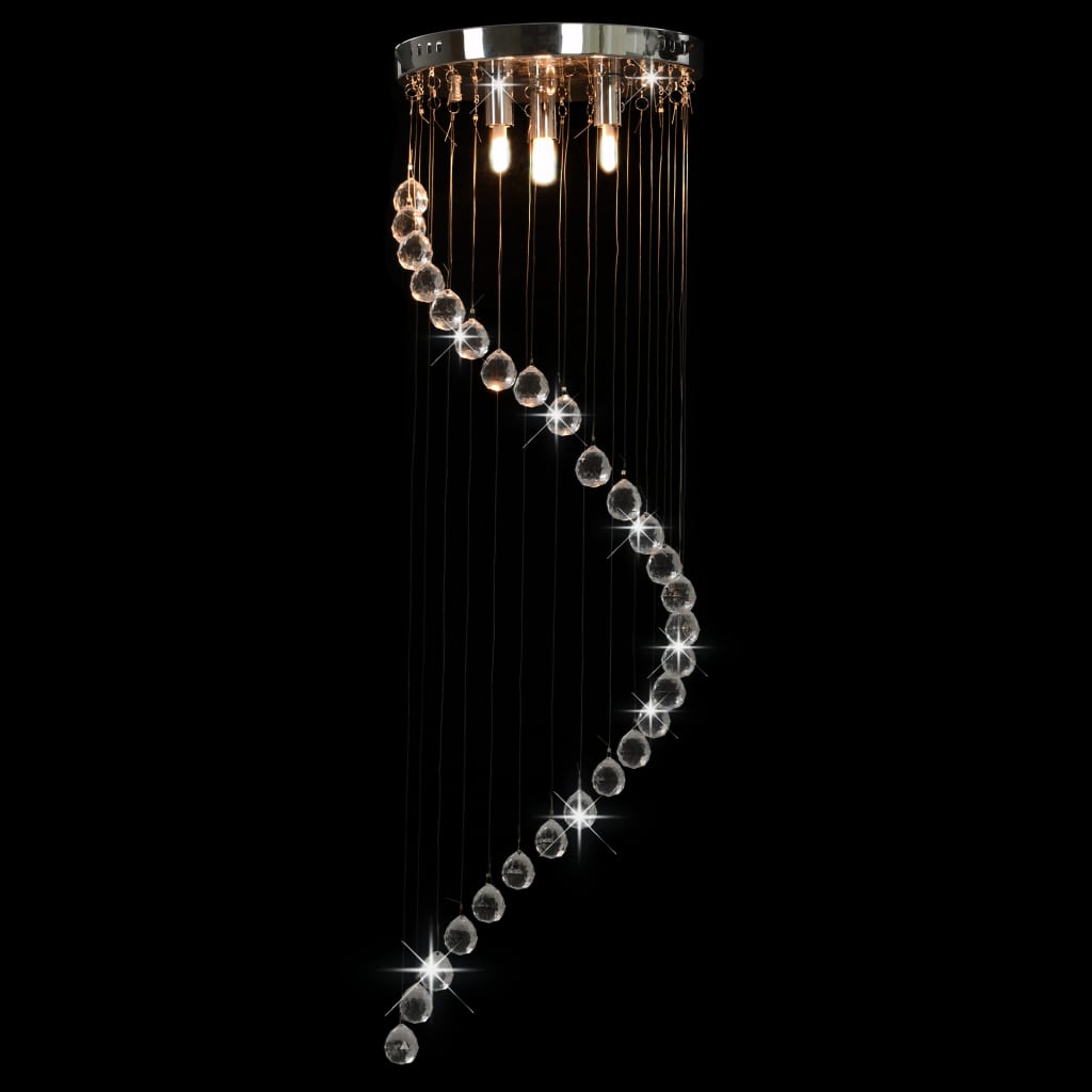 Ceiling Lamp with Crystal Beads Silver Spiral G9