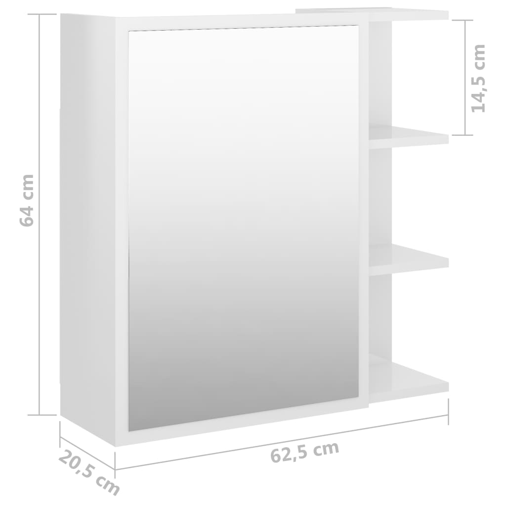 Bad-Spiegelschrank Hochglanz-Weiss 62,5x20,5x64 cm Holzwerkstoff