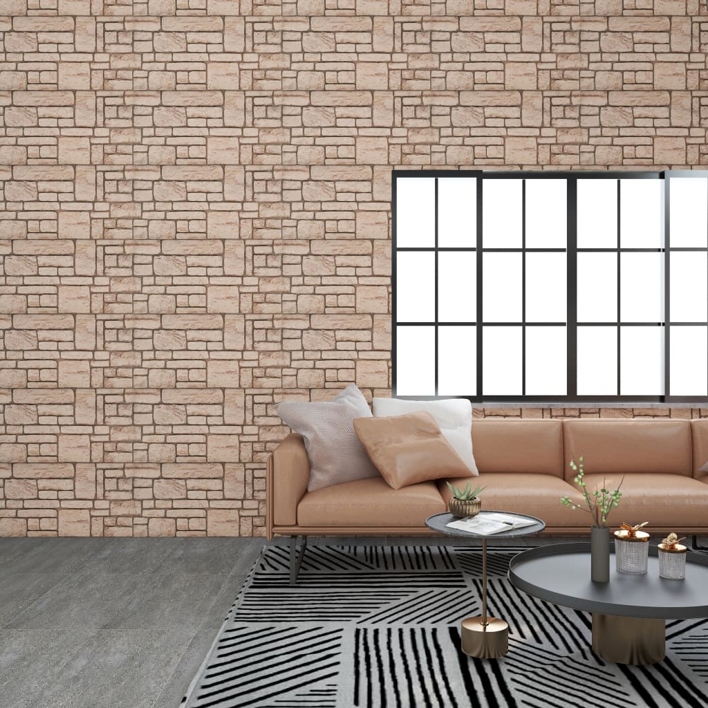 3D Wall Panels with Beige Brick Design 11 pcs EPS