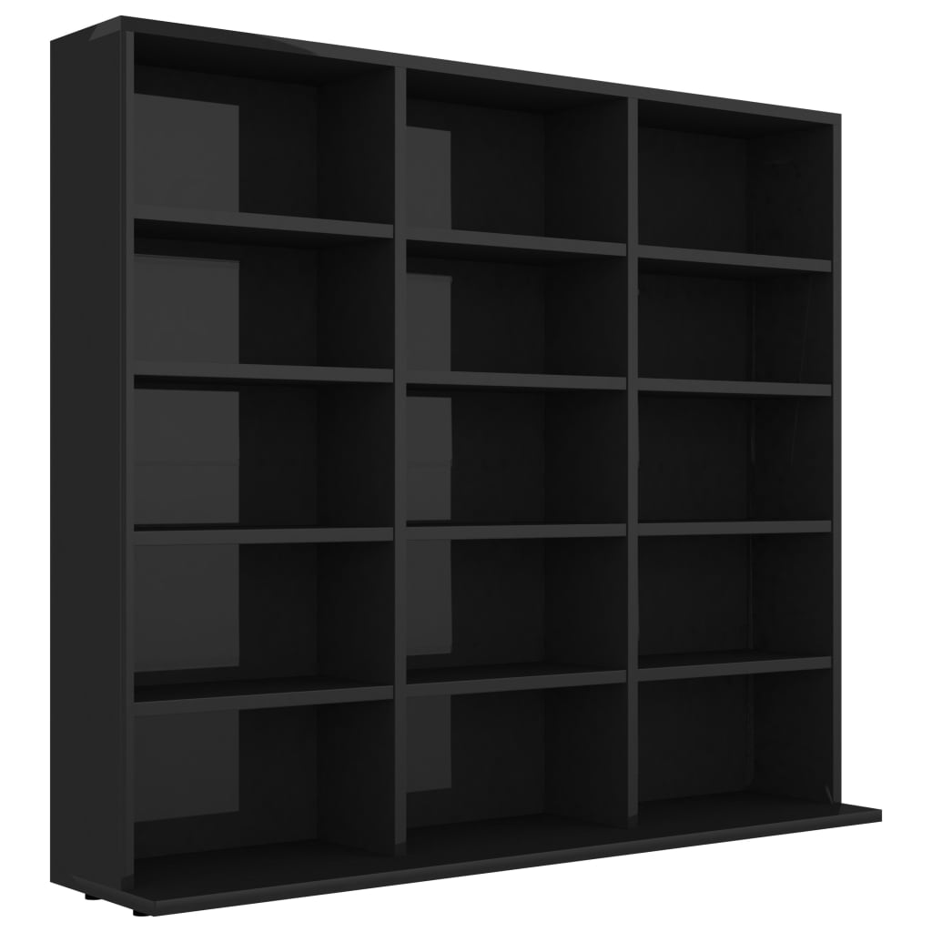 CD Cabinet High Gloss Black 102x23x89.5 cm Chipboard