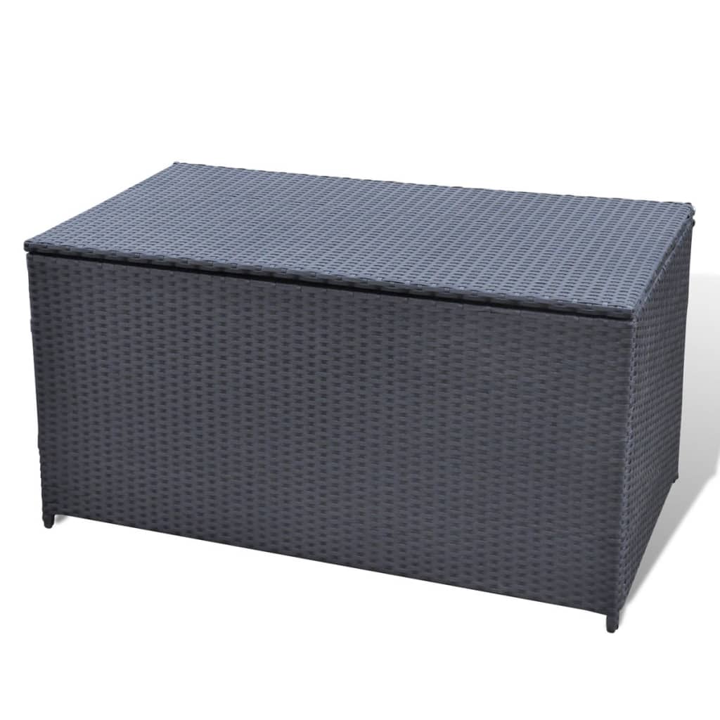 Garten-Aufbewahrungsbox Schwarz 116×60×60 cm Poly Rattan