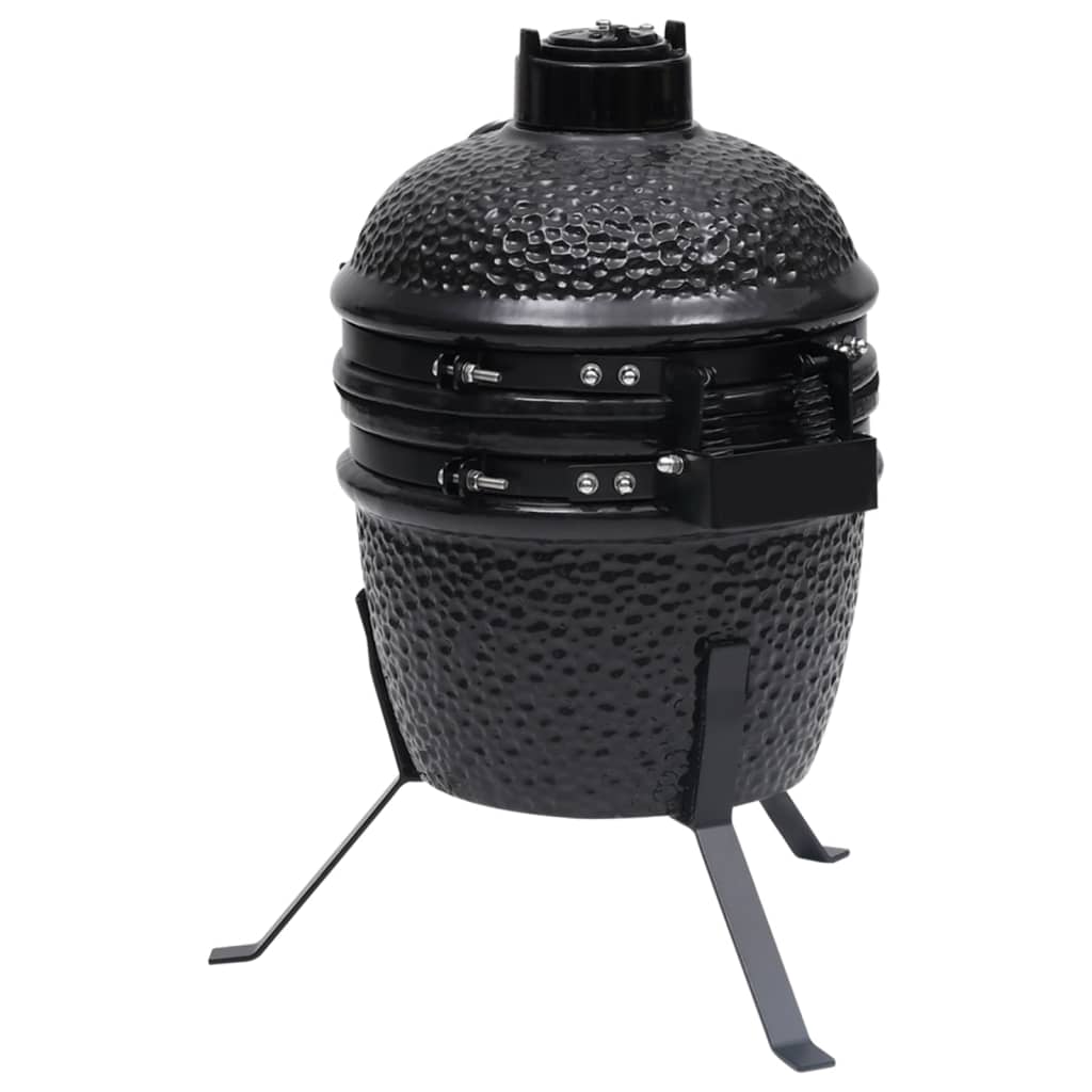 Barbecue à fumoir Kamado 2-en-1 Céramique 56 cm Noir