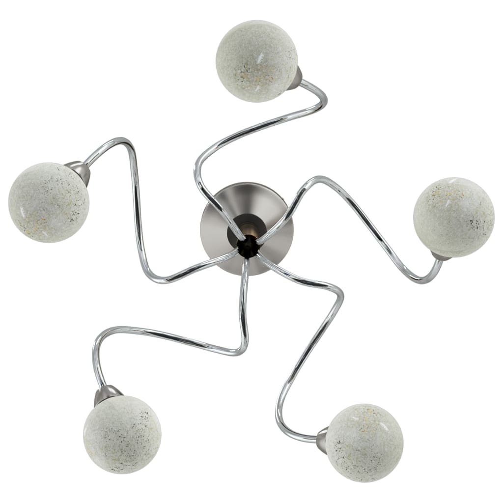 Ceiling Lamp with Round Glass Shades for 5 G9 LED Lights