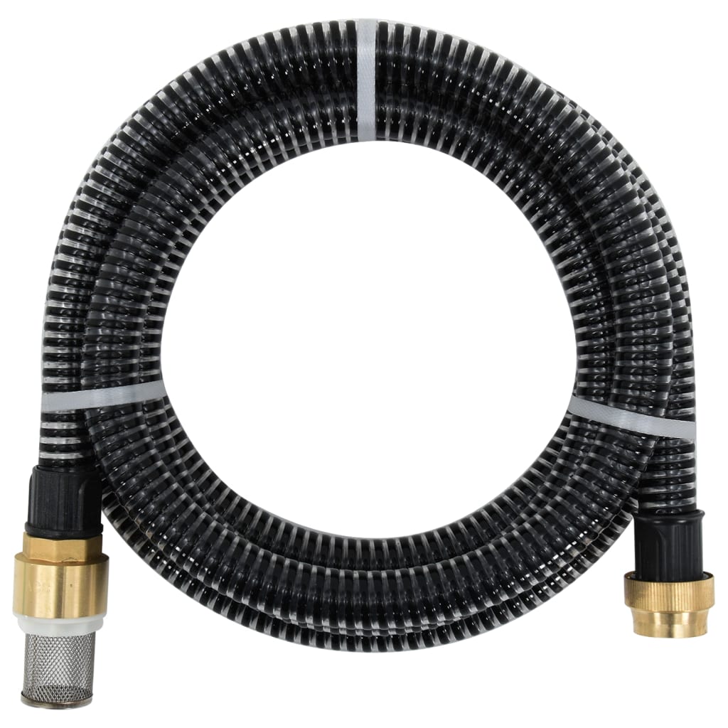 Suction Hose with Brass Connectors Black 1.1" 4 m PVC