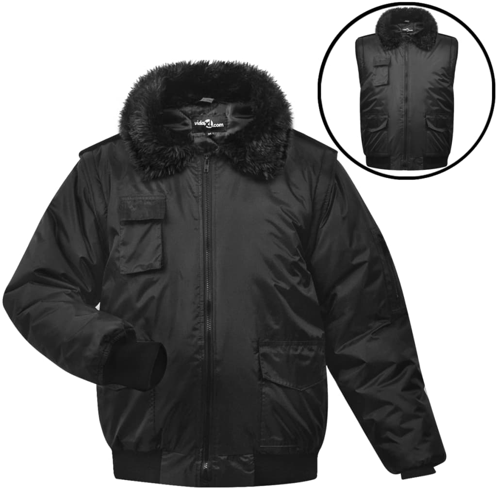 Men's Pilot Jacket Black Size L Polyester