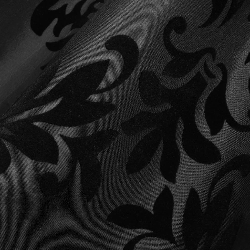 2 Baroque Taffeta Tab Top Curtains 140 x 225 cm Black