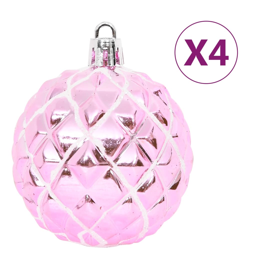65 Piece Christmas Bauble Set Pink/Red/White
